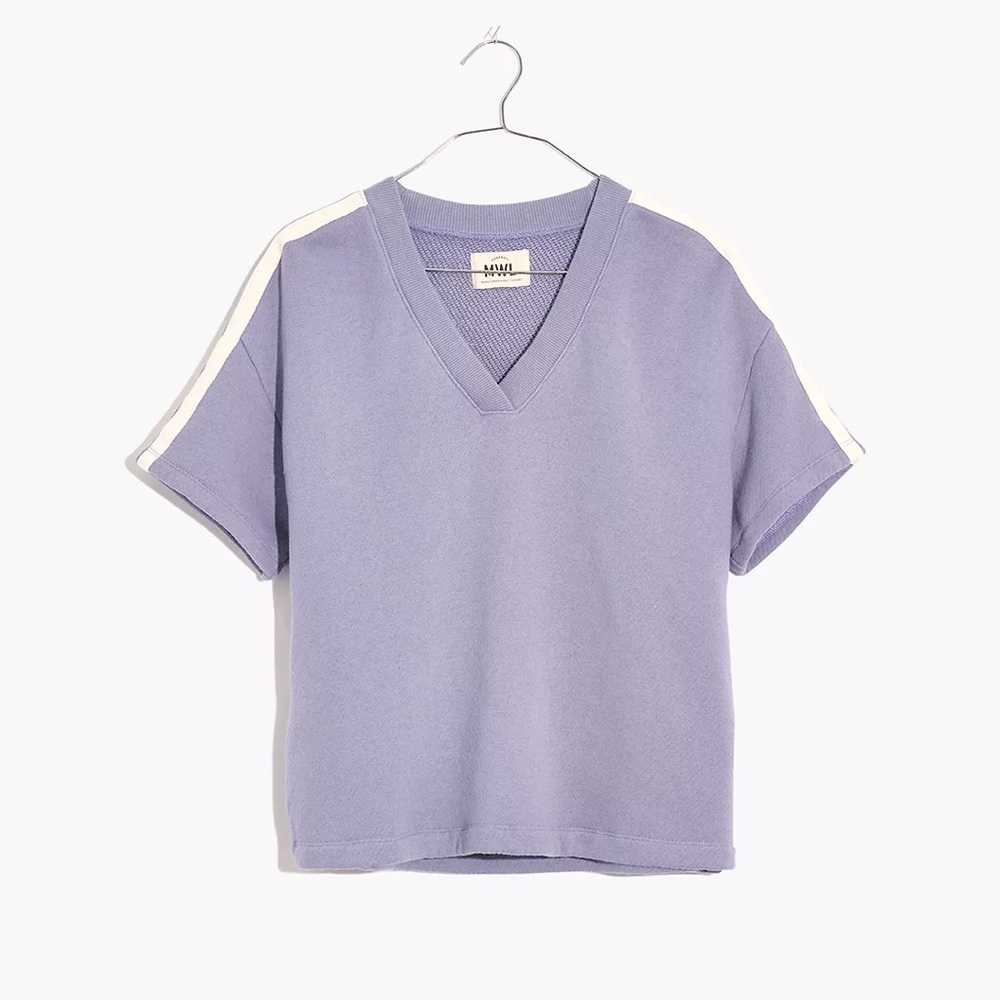 MWL Airyterry V-Neck Sweatshirt Tee: Varsity-Striped Edition New